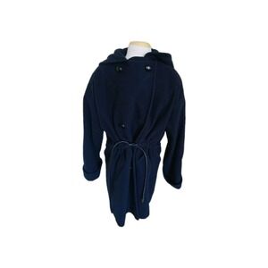 Anne Klein II Petite Wool Navy Blue Coat Women's 6 Corpcore Classic Preppy